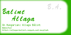 balint allaga business card