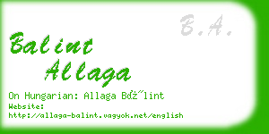 balint allaga business card